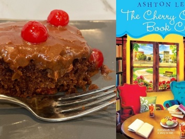 Chocolate Cherry Cola Sheet Cake from a cozy mystery