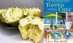 Lime Cupcakes with cream cheese lime frosting from a cozy mystery Topped Chef