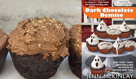 Dark Chocolate Demise Cupcakes from a cozy mystery novel