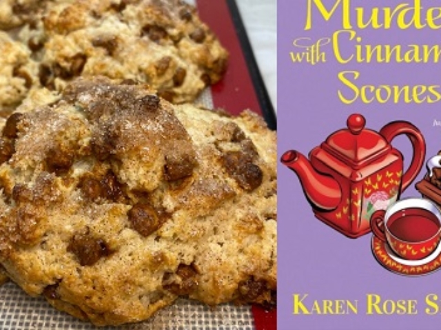 Cinnamon Scones Recipe and book review of Murder with Cinnamon Scones