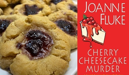 Peanut butter and Jam cookie recipe and book review of Cherry Cheesecake Murder by Joanne Fluke