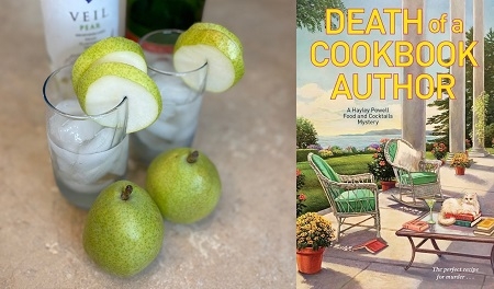 Sparkling Pear Champagne Cocktail recipe from a cozy mystery novel Death of a Cookbook Author by Lee Hollis