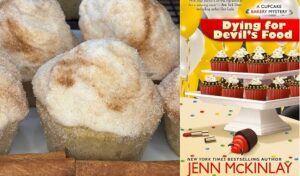 Book review Dying for Devil's Food and recipe for Cinnamon Swirl Cupcakes by Jenn McKinlay.