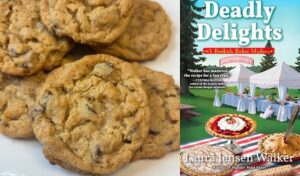 Book and recipe review for Everything But the Kitchen Sink cookies and Deadly Delights cozy mystery novel