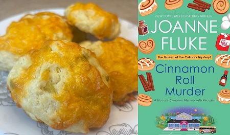 Cheese and Green Chilies Biscuits recipe from Joanne Fluke's Cinnamon Roll Murder. Book Review included.