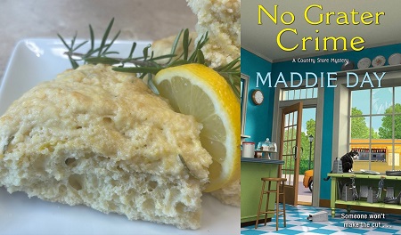 Lemon Rosemary Scones from a cozy mystery: No Grater Crime by Maddie Day