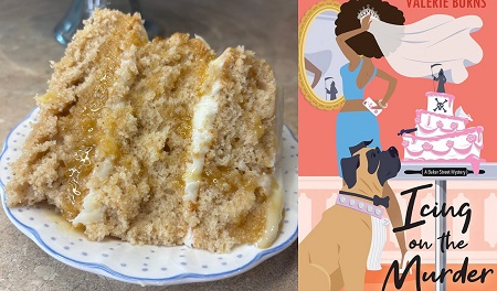 Bourbon Apple Cider Cake from a cozy mystery Icing on the Murder by Valerie Burns