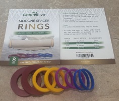 GreenOlive Rolling Pin Guide Ring Spacer Bands (8 Piece Set) Multicolored Flexible Silicone Slip On Baking Accessories Fit 1 3/4” to 2” Wide Dough Rollers