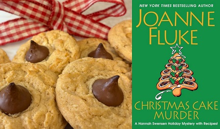 Cashew Butter Blossom Cookies from a cozy mystery: Christmas Cake Murder by Joanne Fluke
