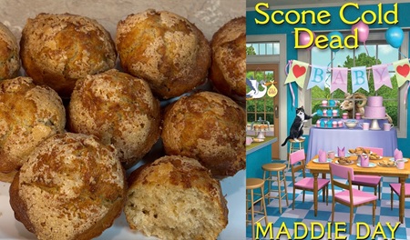 Apple Cider Muffins from a cozy mystery novel Scone Cold Dead by Maddie Day